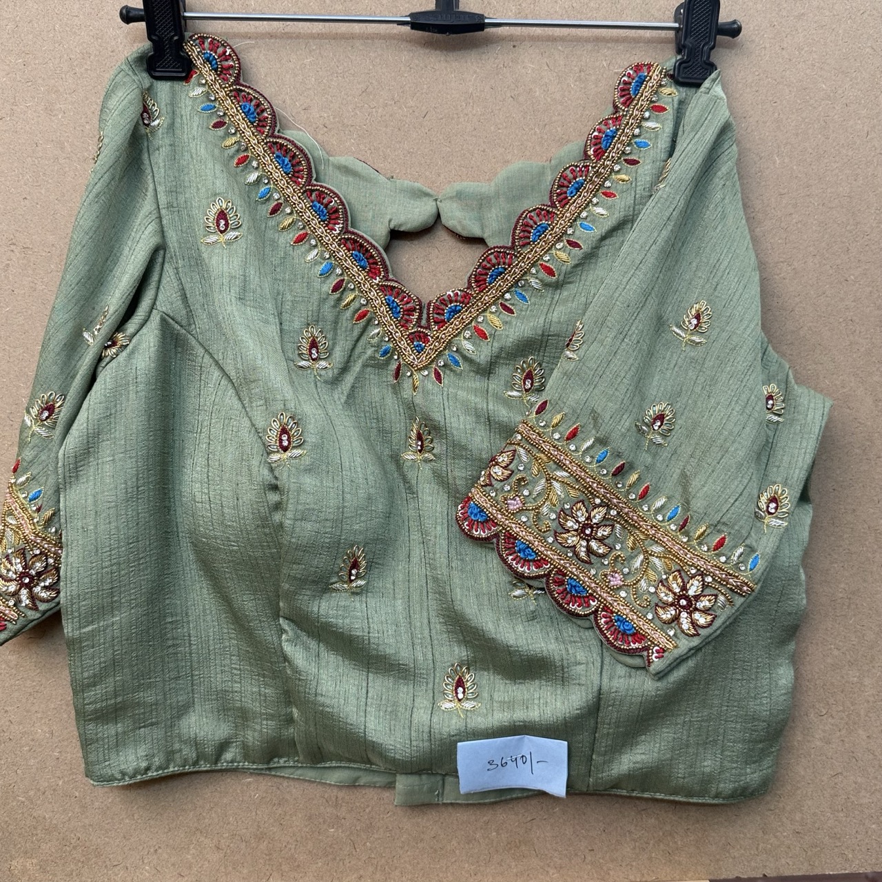 Rama green Raw Silk maggam blouse