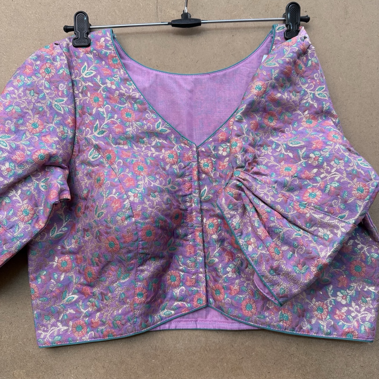 Silk Brocade Front-Open Blouse