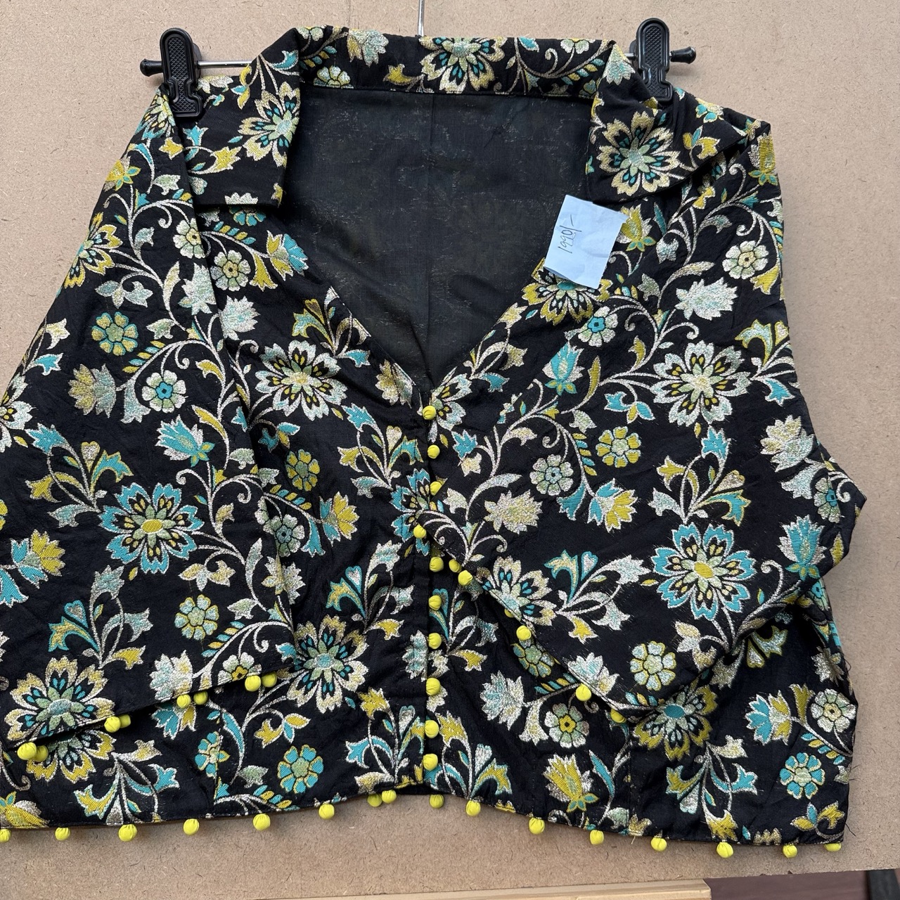 Silk Brocade Front-Open Blouse with Chinese collar