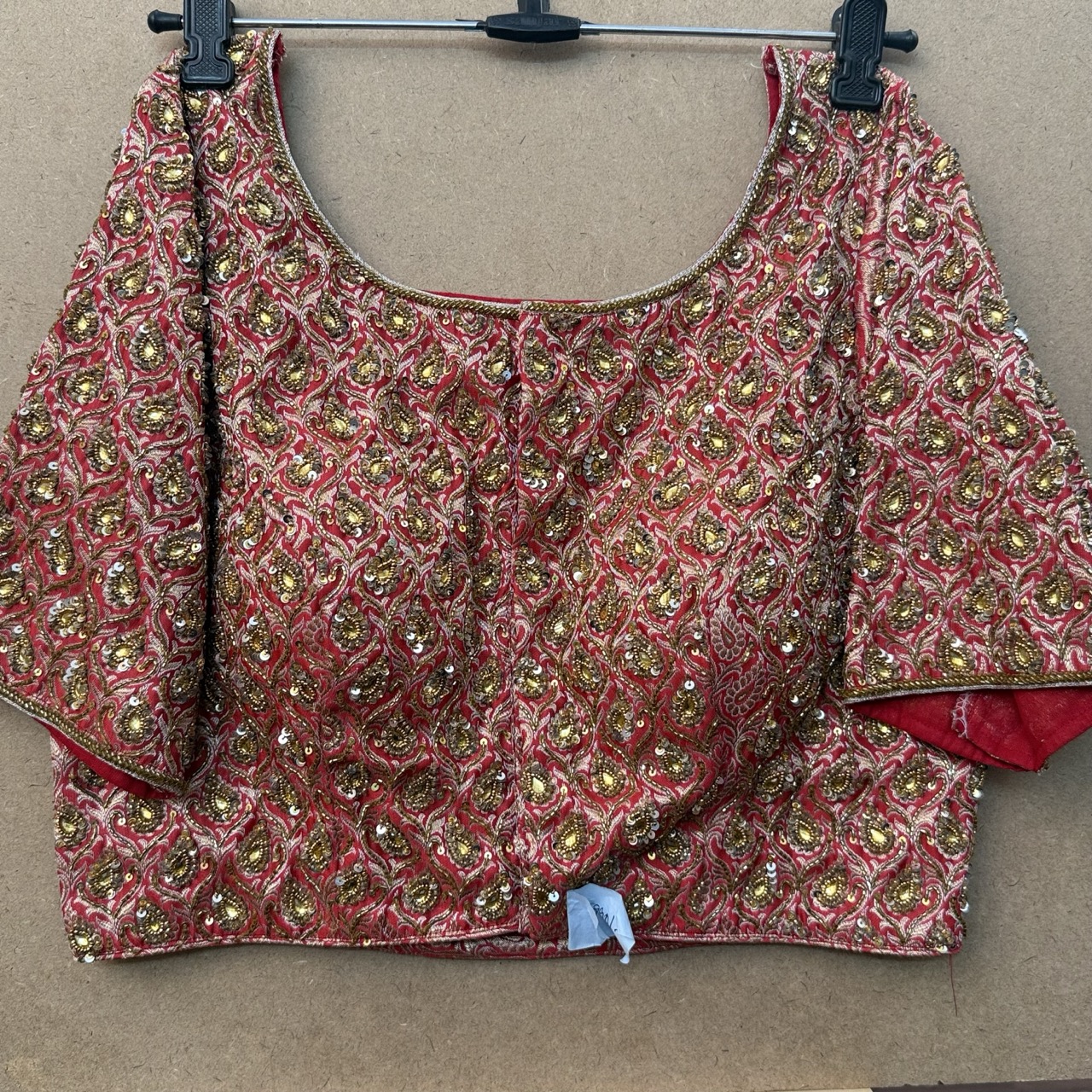 Maroon silk maggam work blouse