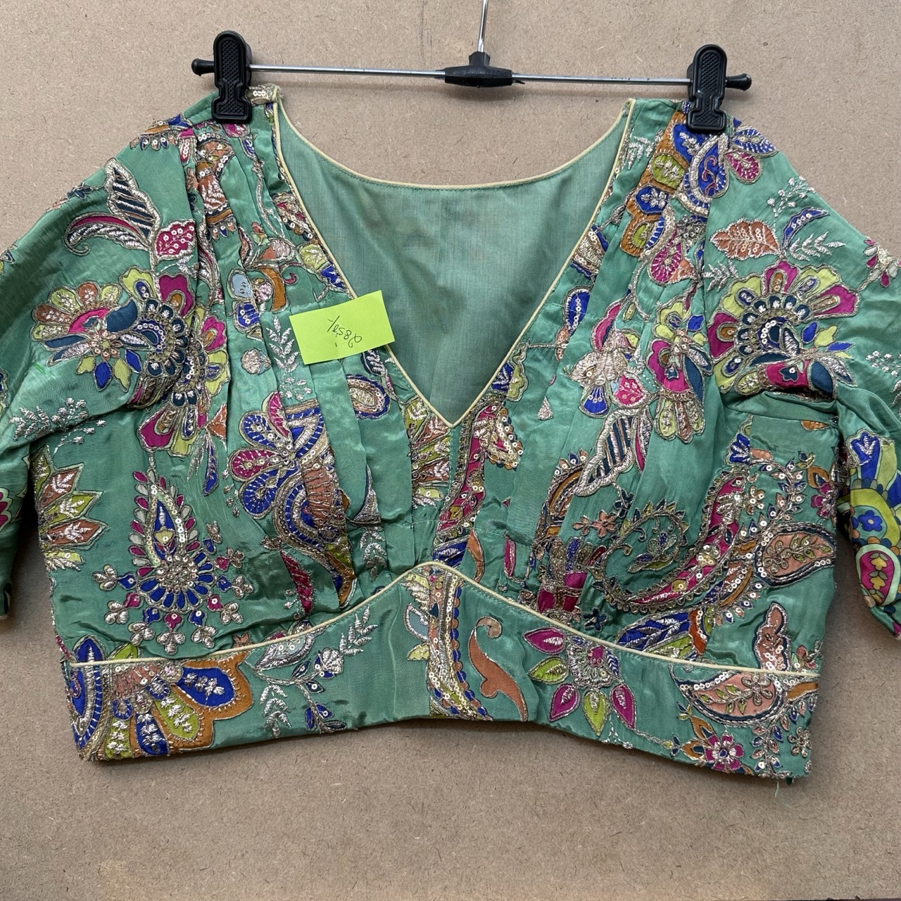 kalamkari silk blouse with side open(zip)