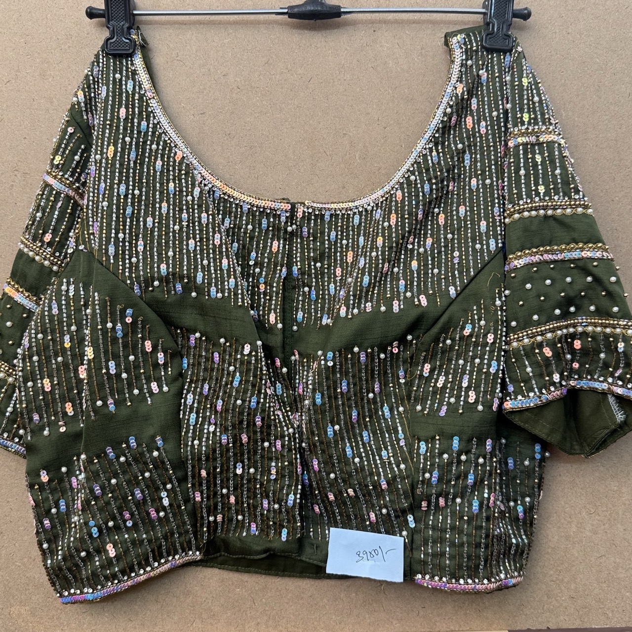 raw silk green maggam blouse