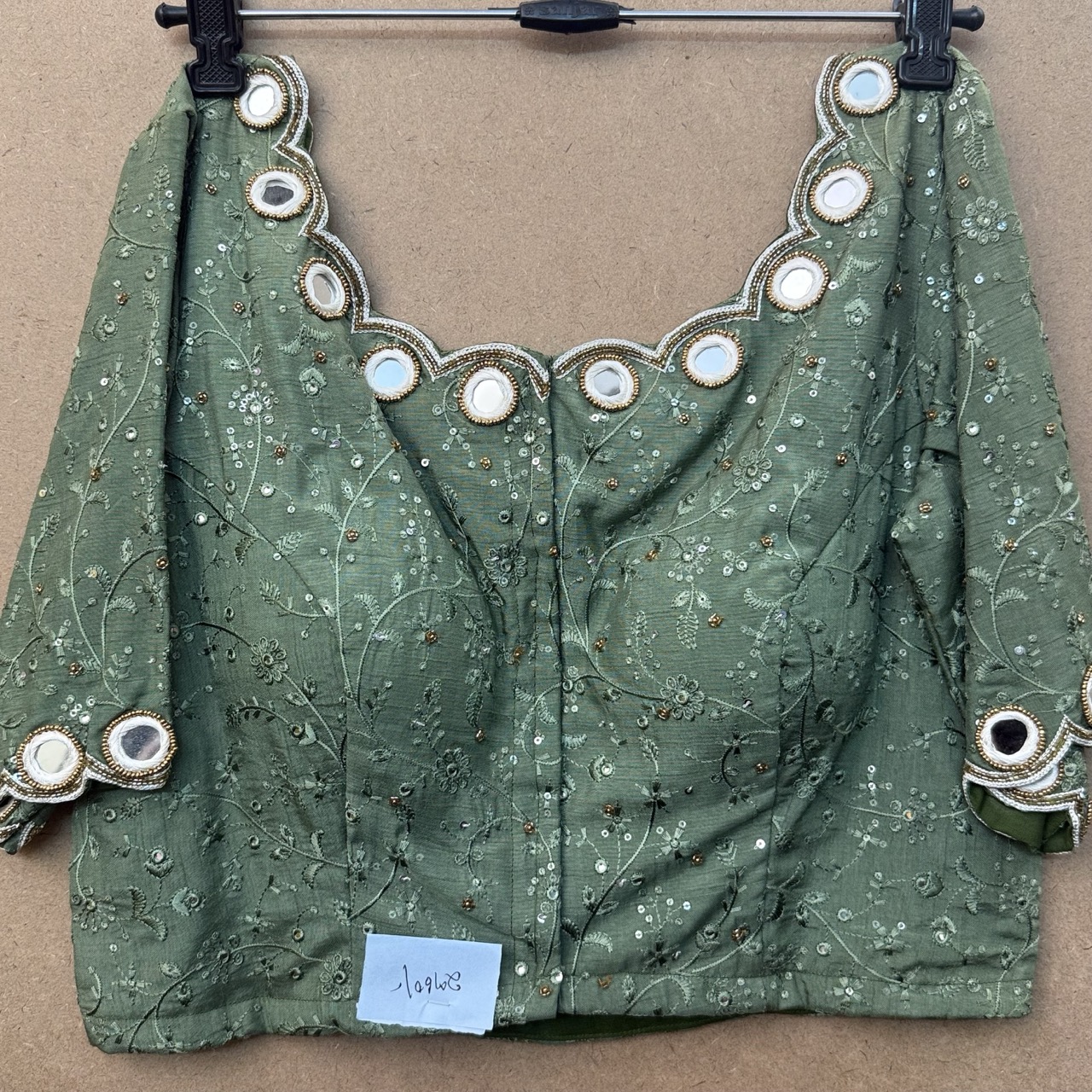 Bottle green maggam work blouse