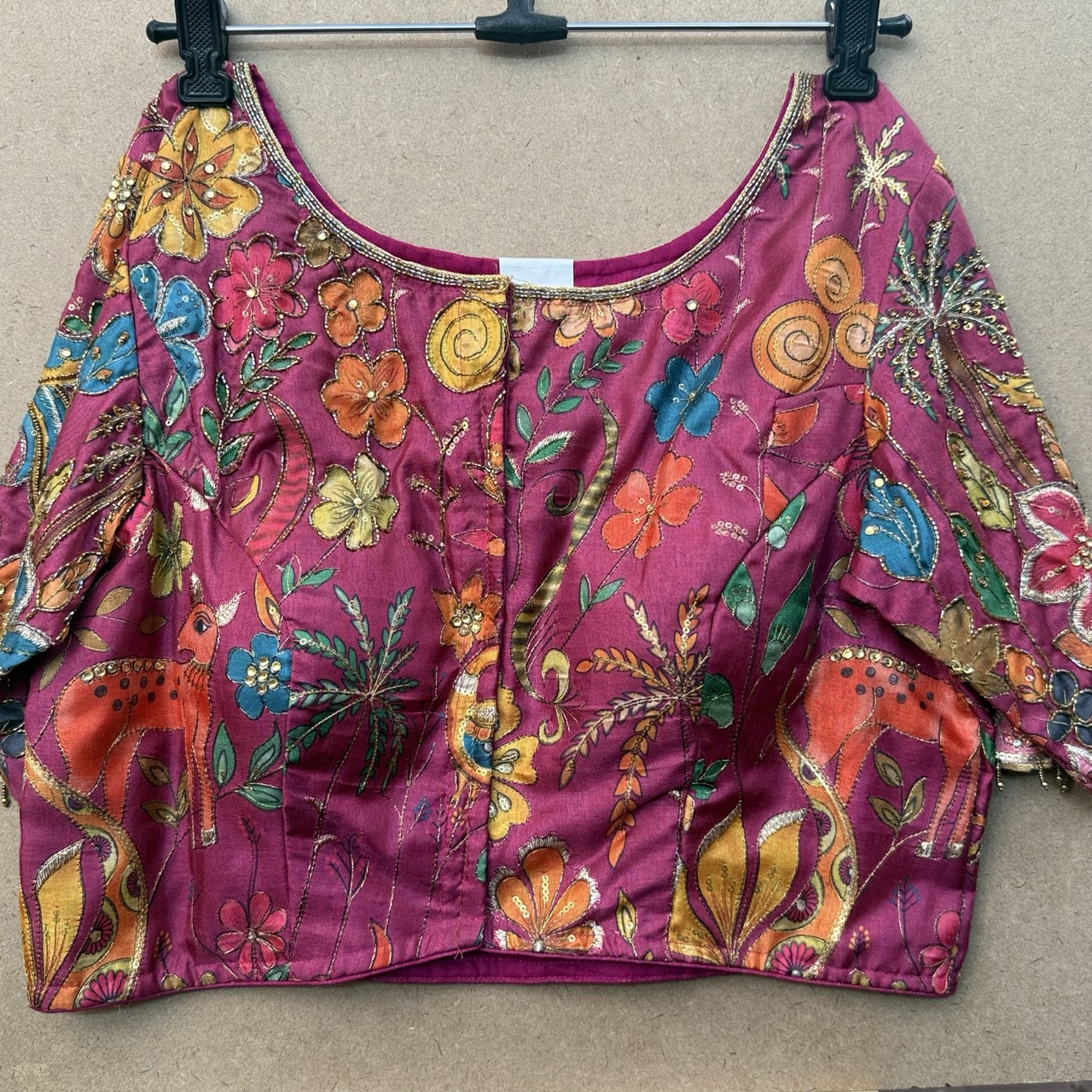 Silk kalamkari maggam higlight blouse
