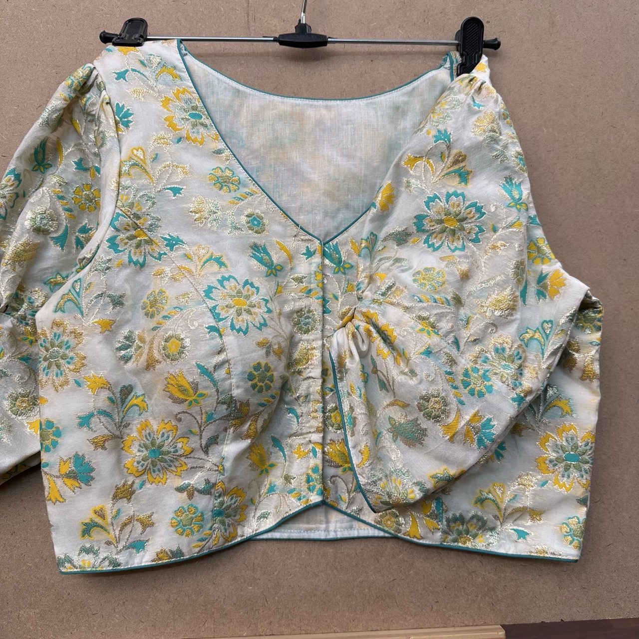 Silk Brocade Front-Open Blouse