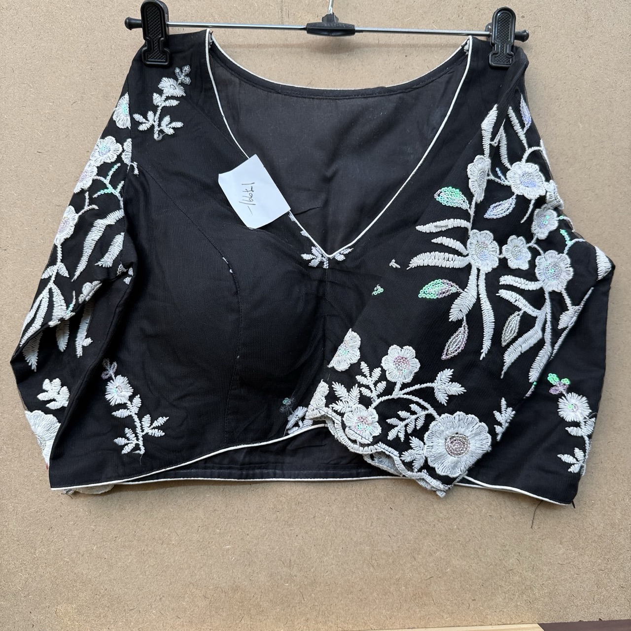 Designer Net blouse with Side Zip opening & 3/4 Sleeves 