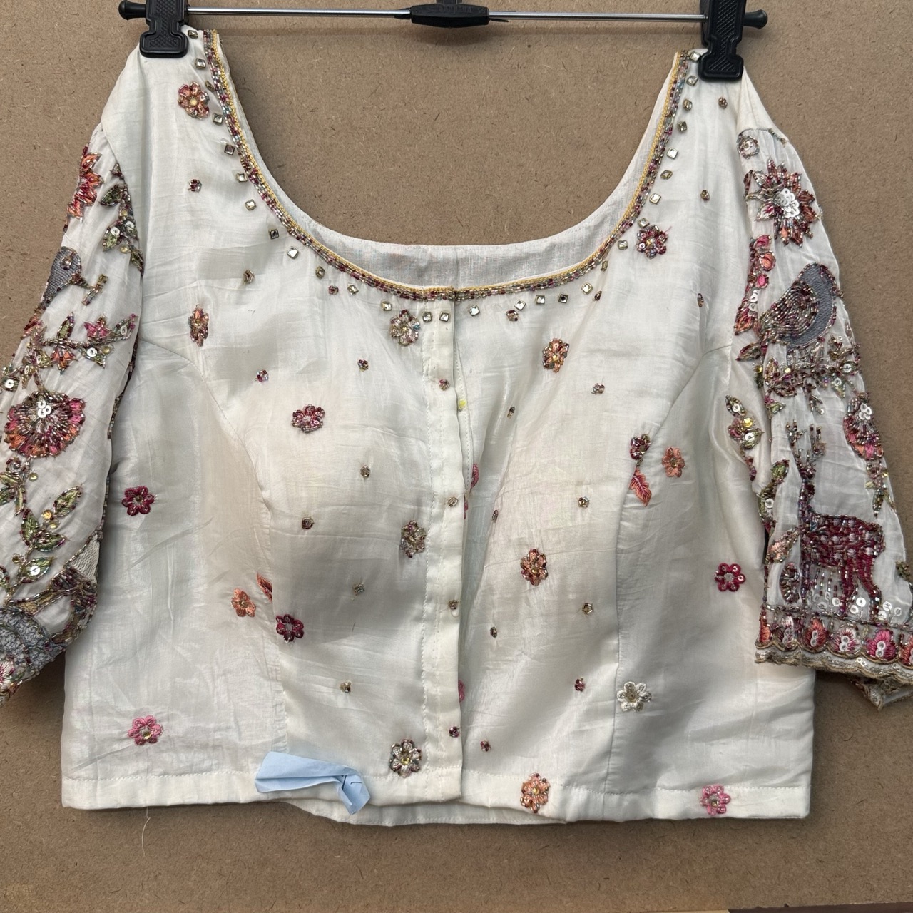 silk kalamkari with maggam highlight work