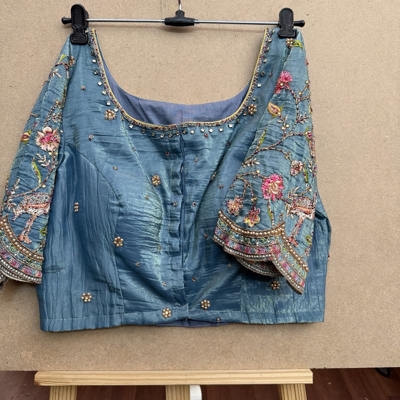 Blue maggam work blouse