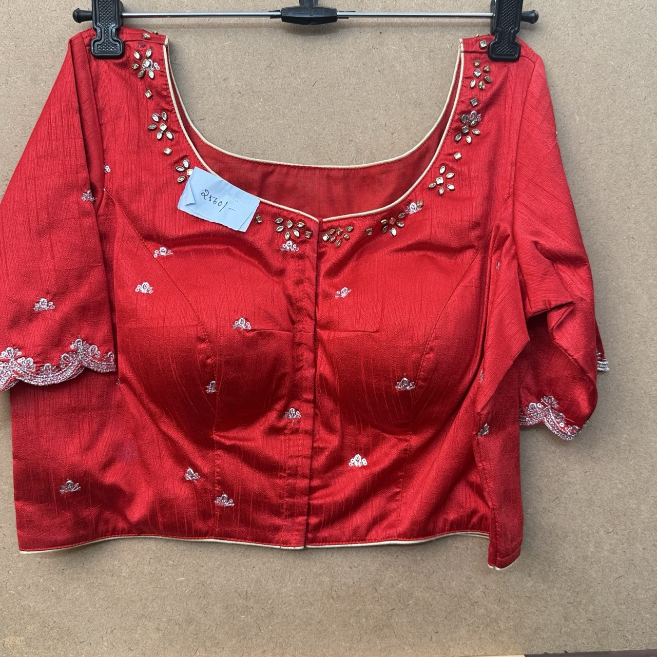 Spanish Red maggam slik blouse