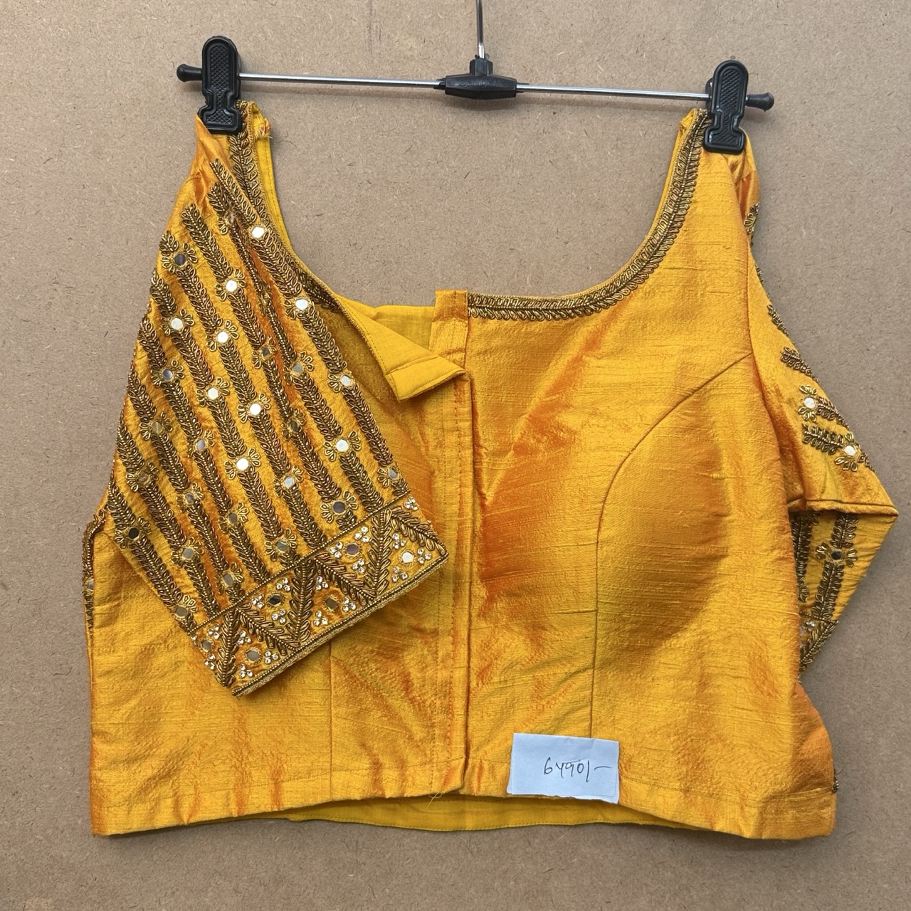 Silk Golden yellow maggam work blouse
