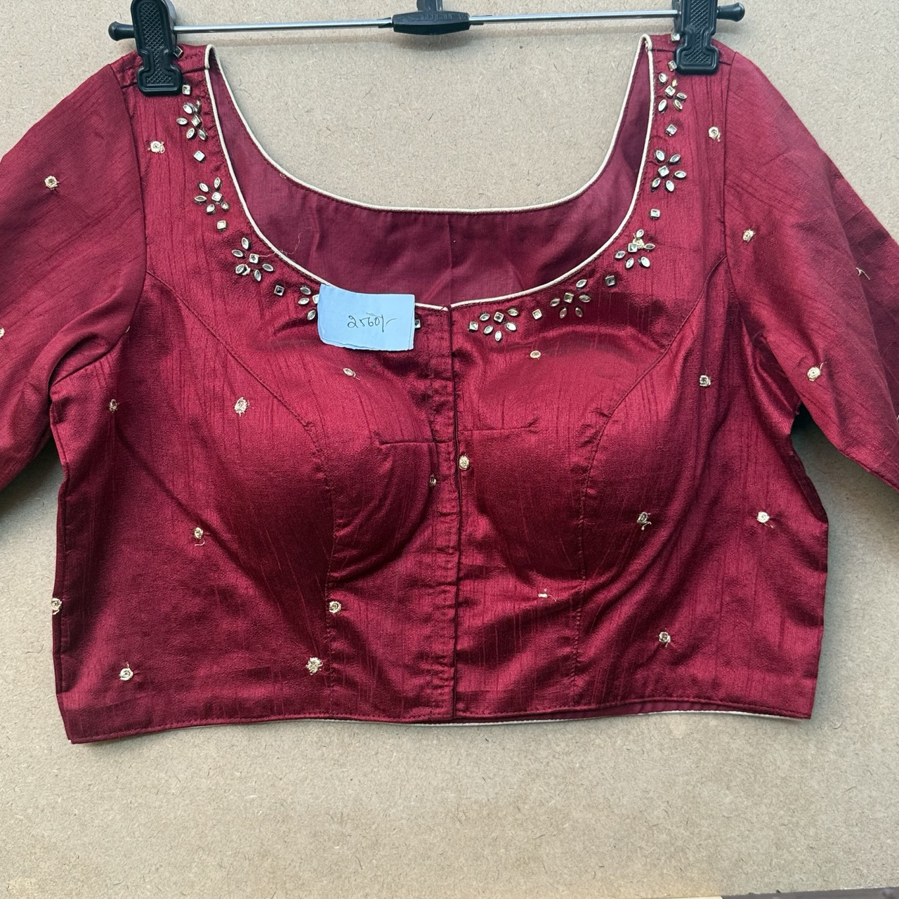 Raw silk maggam work blouse