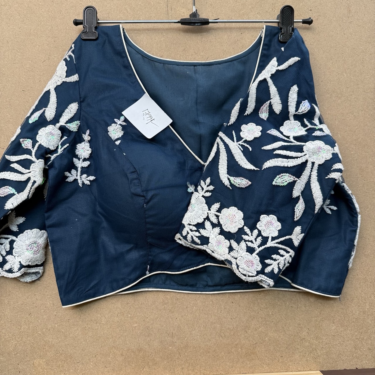 Designer Net blouse with Side Zip opening & 3/4 Sleeves 