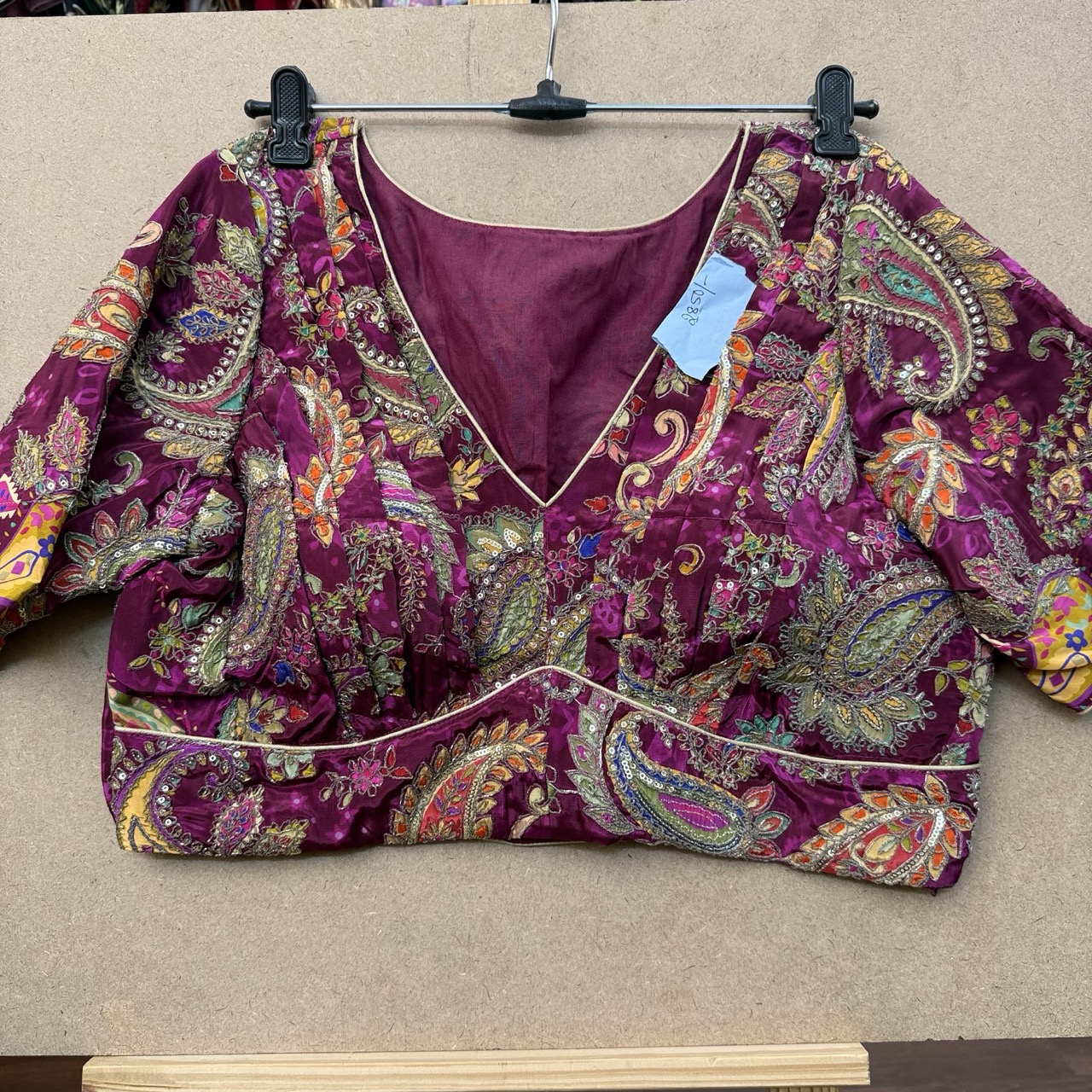 kalamkari silk blouse with side zip