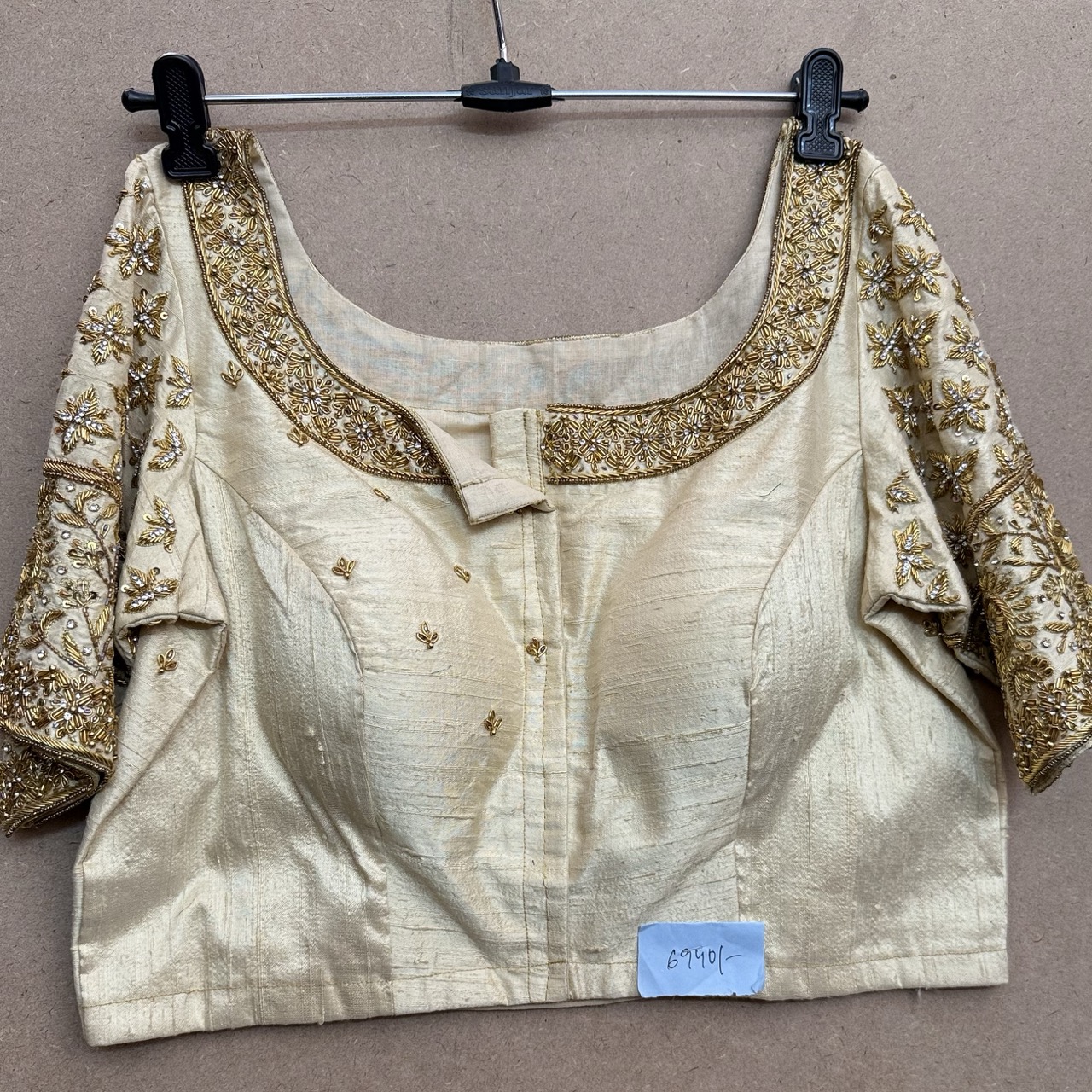 Pure raw Silk Golden maggam blouse